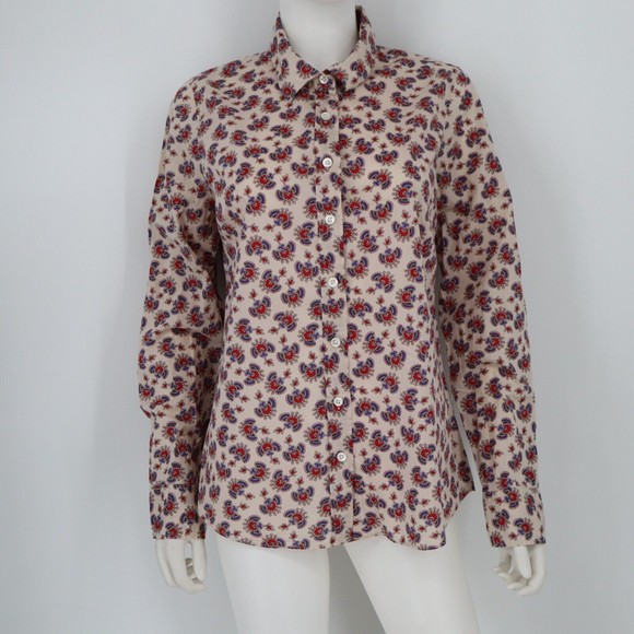 J Crew The Perfect Shirt in Papaya Paisley Size M 8-10 - Picture 1 of 12